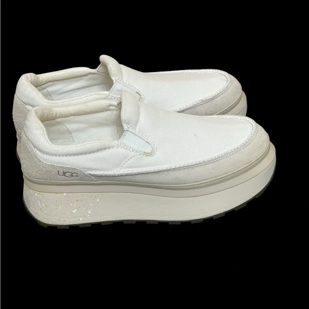 Ugg Marin Slip On Platform  Cream Canvas Shoes size‎ 9.5